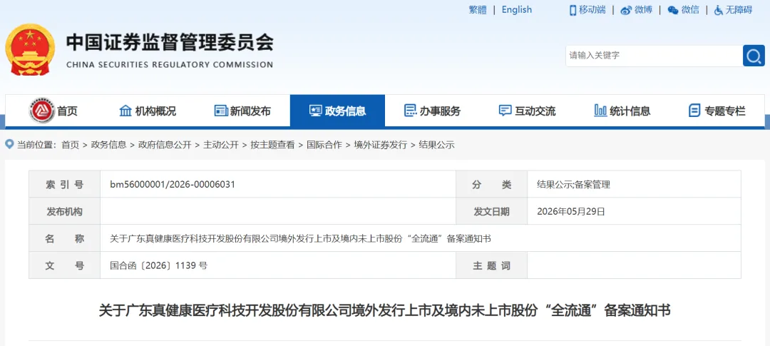 真健康医疗递表港交所,冲击“穿刺消融手术机器人第一股”,已完成港股上市备案